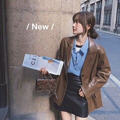 咖色皮衣女2025秋季新款美拉德英伦风小西服炸街高级感西装外套女