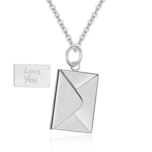 Amazon Wish Hot Selling Stainless Steel Envelopes Engravable Clavicle Chain Women's Versatile Couple Titanium Steel Necklace Wholesale Women