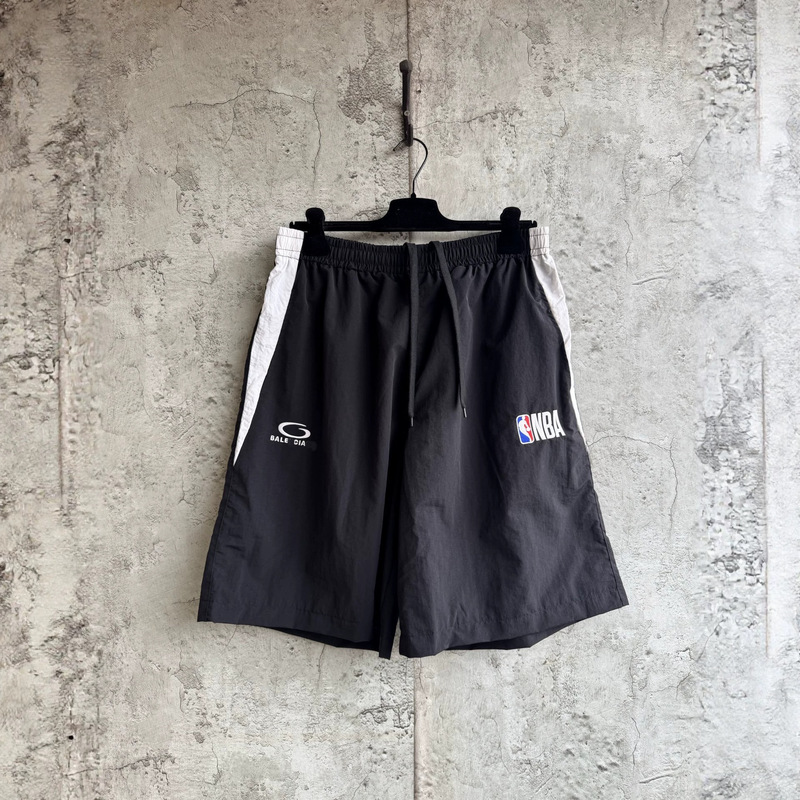 Paris B Brand Nba Collaboration Letter Embroidery Nylon Quick-Dry Sports Shorts Balen New Beach Casual Pants