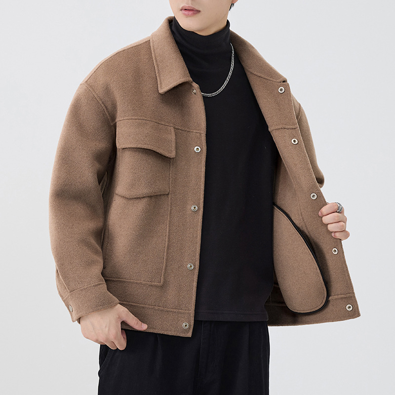 2025 invierno nuevo chaqueta de lana de doble cara chaqueta de moda para hombres chaqueta casual suelta sin image 2