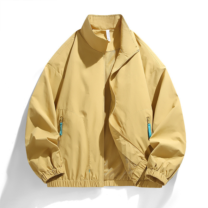 Factory Direct Sale 2026 New Style Stand Collar Jacket Unisex Loose Casual Color-Blocking Zipper Pocket Windproof Thin Outerwear