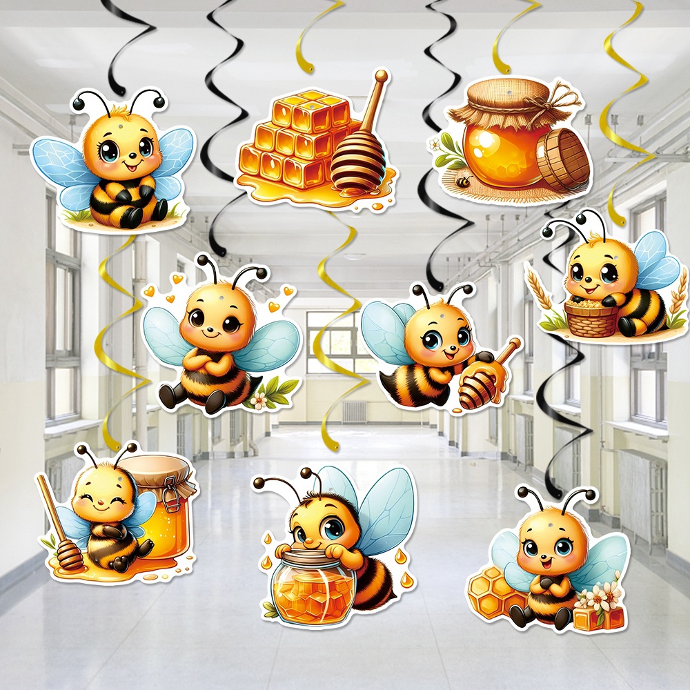 Decoración colgante en espiral tema abeja para fiesta de cumpleaños baby shower ambientación de eventos