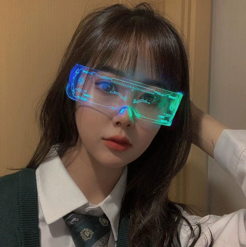 In the future, the sense of technology glowing glasses bar jumpy glasses festival atmosphere glasses LED flash party glasses