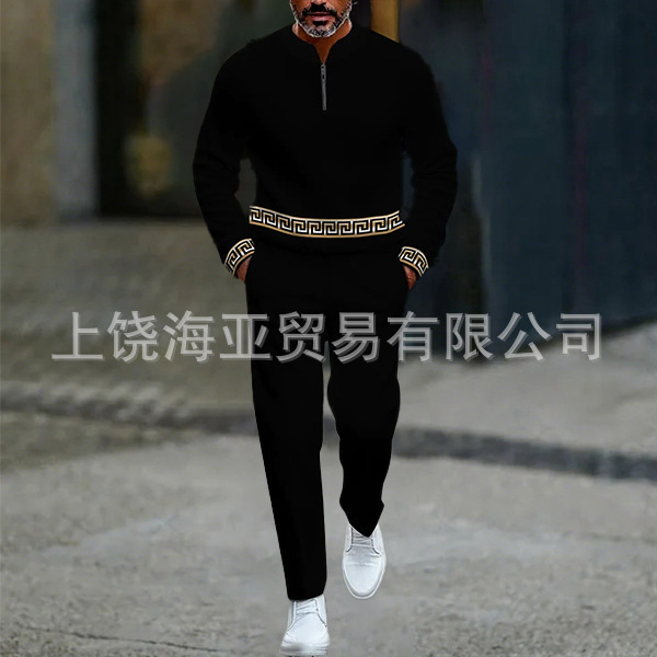 2025跨境外贸新品欧美热卖休闲潮流爆款男装两件套3d数码印花|undefined