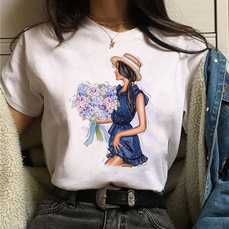 Women's T-shirt Short Sleeve T-shirts Printing Fashion Portrait display picture 9