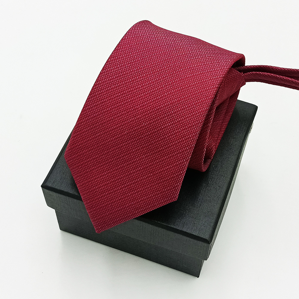 Corbata formal de negocios para hombre negro rojo boda versión coreana perezosa cremallera corbata gratis caja de regalo hilo de poliéster