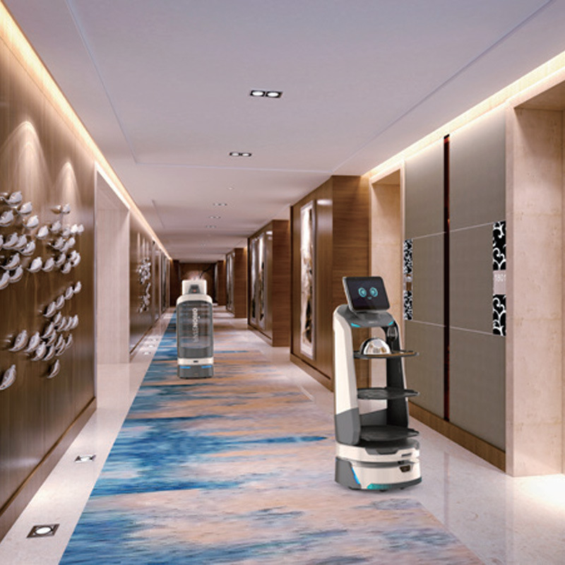 送餐 揽客 回盘 跑堂智能酒店餐饮机器人 可语音对话迎宾引领