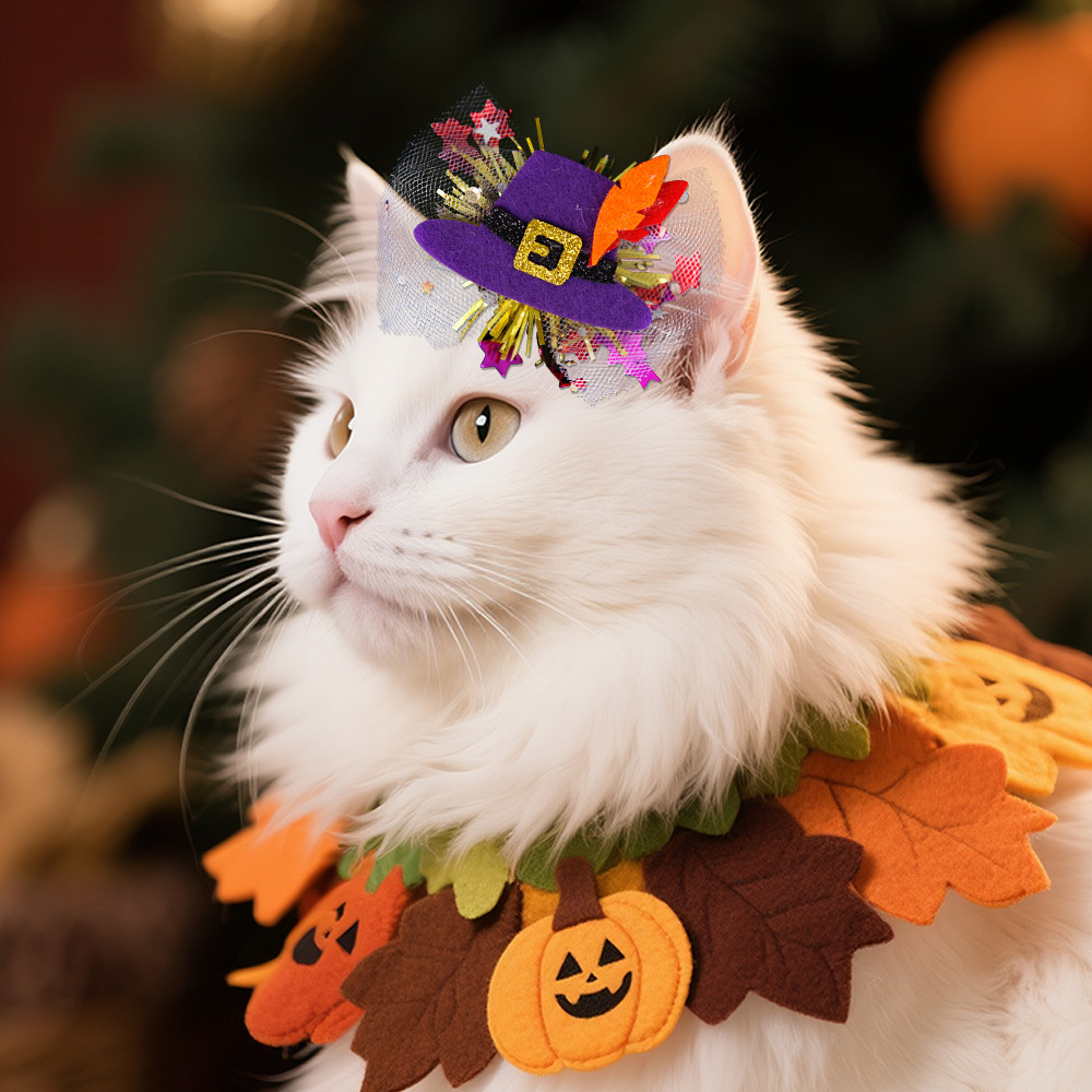 Día de Acción de Gracias accesorios para mascotas calabazas turquía mallas brocas de cabello perros gatos otoño festival de cosecha fiesta decoración tarjeta de cabello