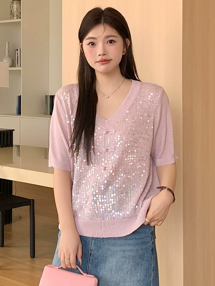 Дизайн ногтей sequins, булавка, свитер, футболка с коротким рукавом, плюс размер, тренд сезона