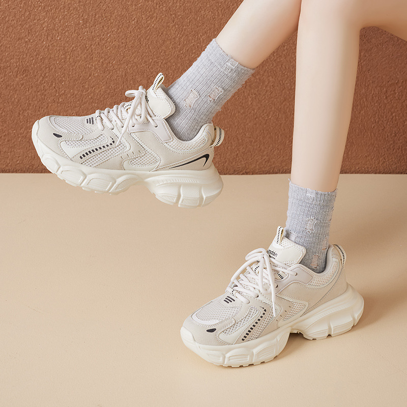 Augustion Daddy Shoes Mujer 2025 Nuevo verano estilo universitario plataforma deportiva plataforma casual zapatos blancos