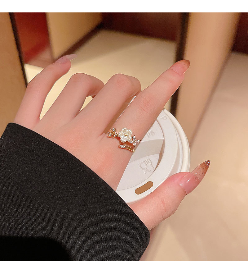 Fairy Style Flower Copper Plating Zircon Open Ring