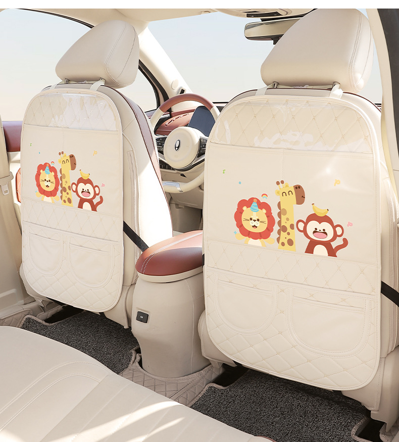 Car Seat Anti-Kick Pad Rear Car Seat Back Storage Bag Cartoon Cute Car Multi-Functional Anti-Dirty and Anti-Wear Pad