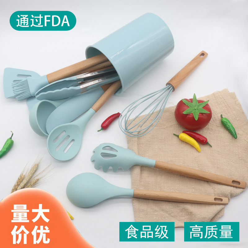 Utensilios de cocina de silicona sartén antiadherente espátula cuchara traje de cocina herramientas de cocina para el hogar Aceite Cepillo raspador de mantequilla cuchara de medición Juego de 12 piezas