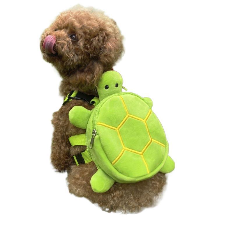 Mochila de tortuga de dibujos animados, bolsas de peluche de perros pequeños y medianos, bolsas de peluche de perros lindas, bolsas de bocadillos portátiles para cachorros