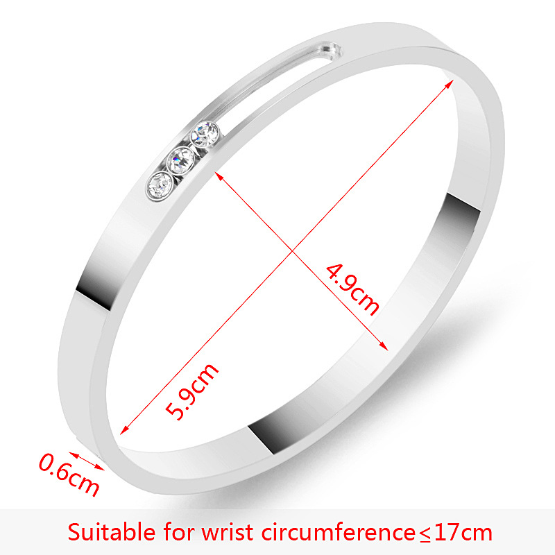 Women'S Gender IG Style Geometric Solid Color Stainless Steel Zircon Bangle In Bulk