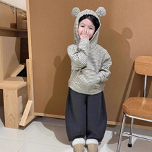 儿童深秋厚套装25新款韩版通纹卫衣中小童休闲镰刀裤两件套