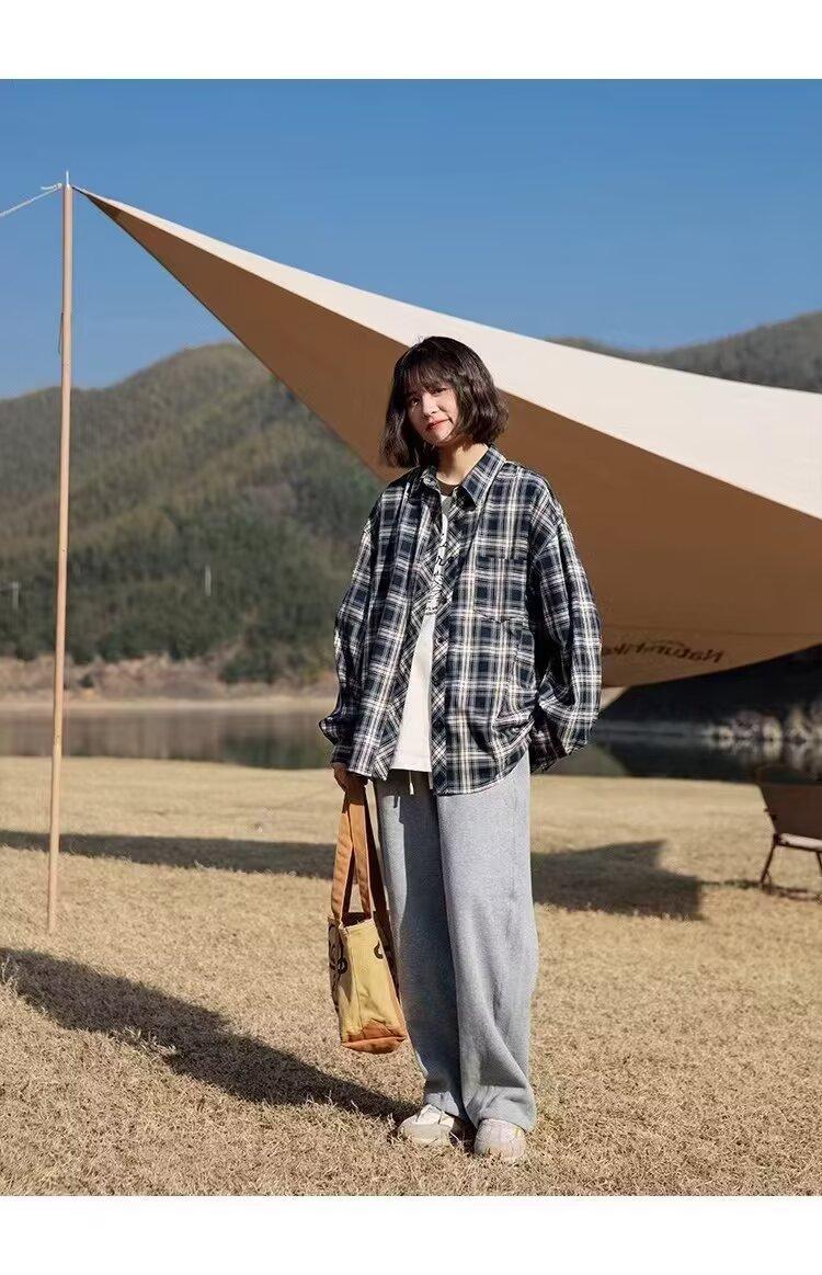 Plaid INS New Standard Trendy Long Sleeve Elegant Youth Popular Men's Harajuku Fashion Spring Autumn Shirt Daily_viptrois.com