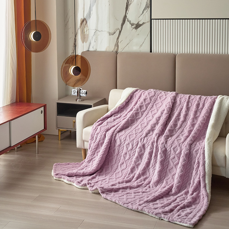 Dubbellaags verdikte tuff fleece deken lam fleece bankhoes deken kantoor dutje airconditioning kinder kleine deken dekbedovertrek_voghion.com