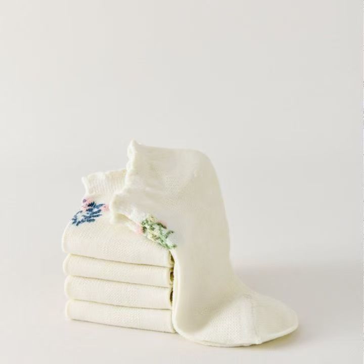 Calcetines de barco con orejas de madera, calcetines japoneses de lunares de color sólido para mujer, calcetines básicos simples y versátiles, calcetines coreanos de estilo universitario