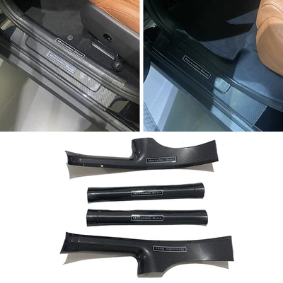 Suitable for 23 Mercedes-Benz GLC threshold strips modified welcome pedal trunk guard plate tailgate protective trim strips (Dekorativ pedal başlıqları) - special-for-5-seater-car-4-inner-thresholds-abs-carbon-fiber-pattern-suitable-for-2023-glc