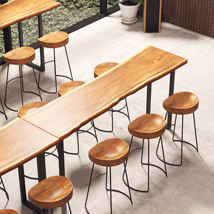 Bar Table Solid Wood Table and Chair Combination Commercial Bar Table Household Balcony Wall-side Narrow Table Long Small Bar Counter