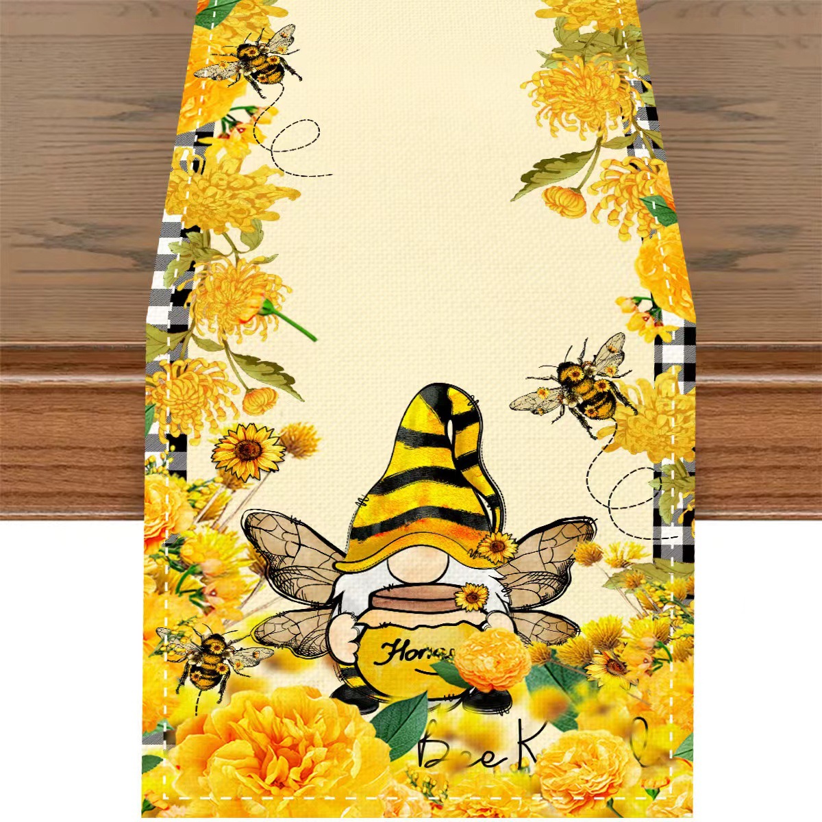 Nuevo transfronterizo impresión digital bandera de mesa Amazon patrón de abeja nórdica anticontaminante aislamiento térmico decoración de mesa de comedor