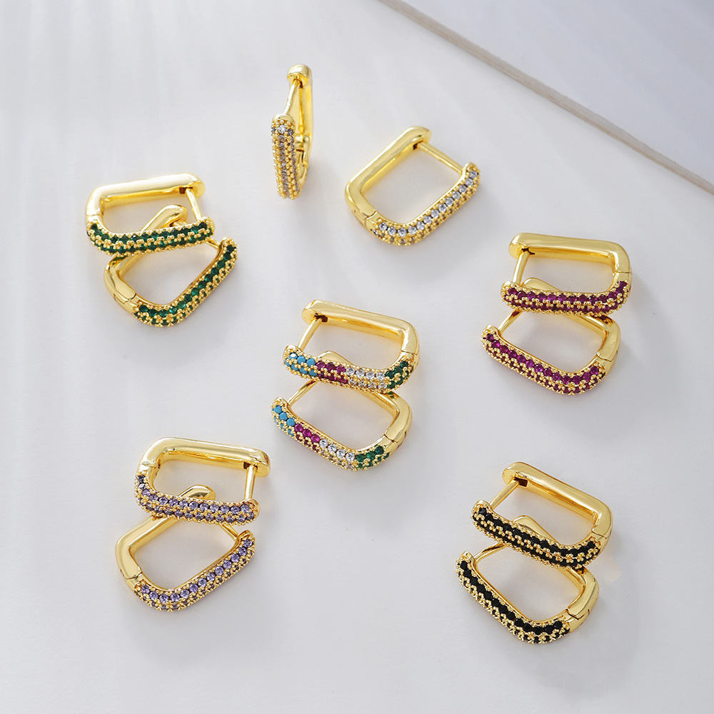 Fashion U Shape Copper Plating Zircon Earrings 1 Pair