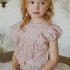 2024 Summer Strawberry San Korean Girls' Children Fresh Fringeless Sleeveless Lace Edge Shirt Pre-sale