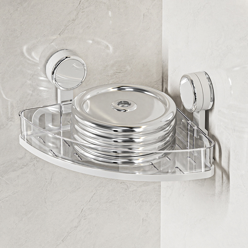 Ventosa estante de esquina del inodoro montado en la pared trípode de inodoro sin perforación estante de almacenamiento de baño de drenaje doméstico