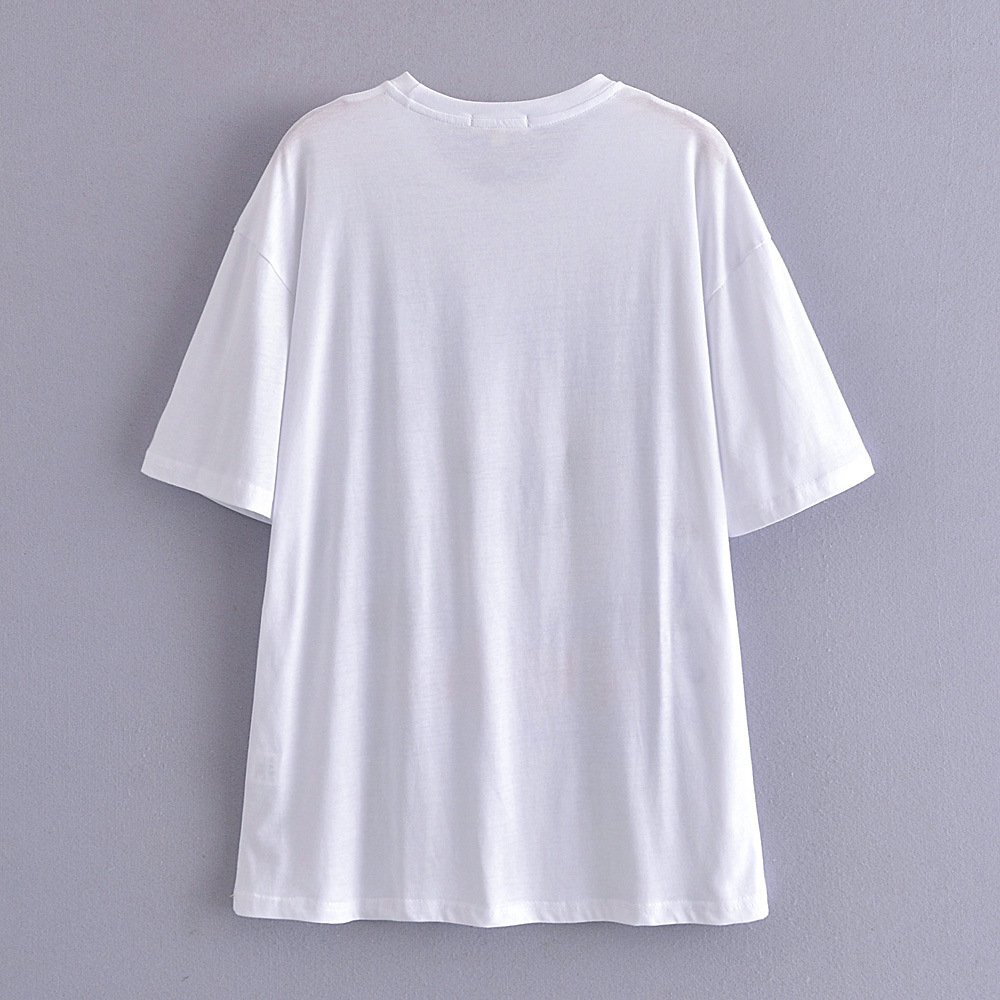 Printing Short-Sleeved Roun Neck Loose T-Shirt NSAM114493