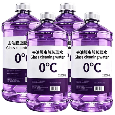 Oil film remover, insect repellent car glass cleaner, summer rainproof cleaning and maintenance, winter antifreeze wiper fluid, suitable for all seasons (Glass agent) - 1-bottle-1l-trial-size-0-degrees-suitable-for-summer