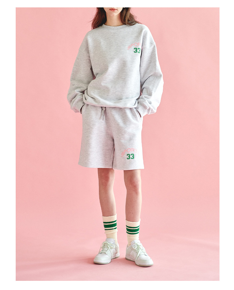 [Clearance Sale] 2025 Autumn Casual Sportswear Two-Piece Set: Printed Long-Sleeve Crew Neck Sweatshirt And Shorts_ecoleips.com