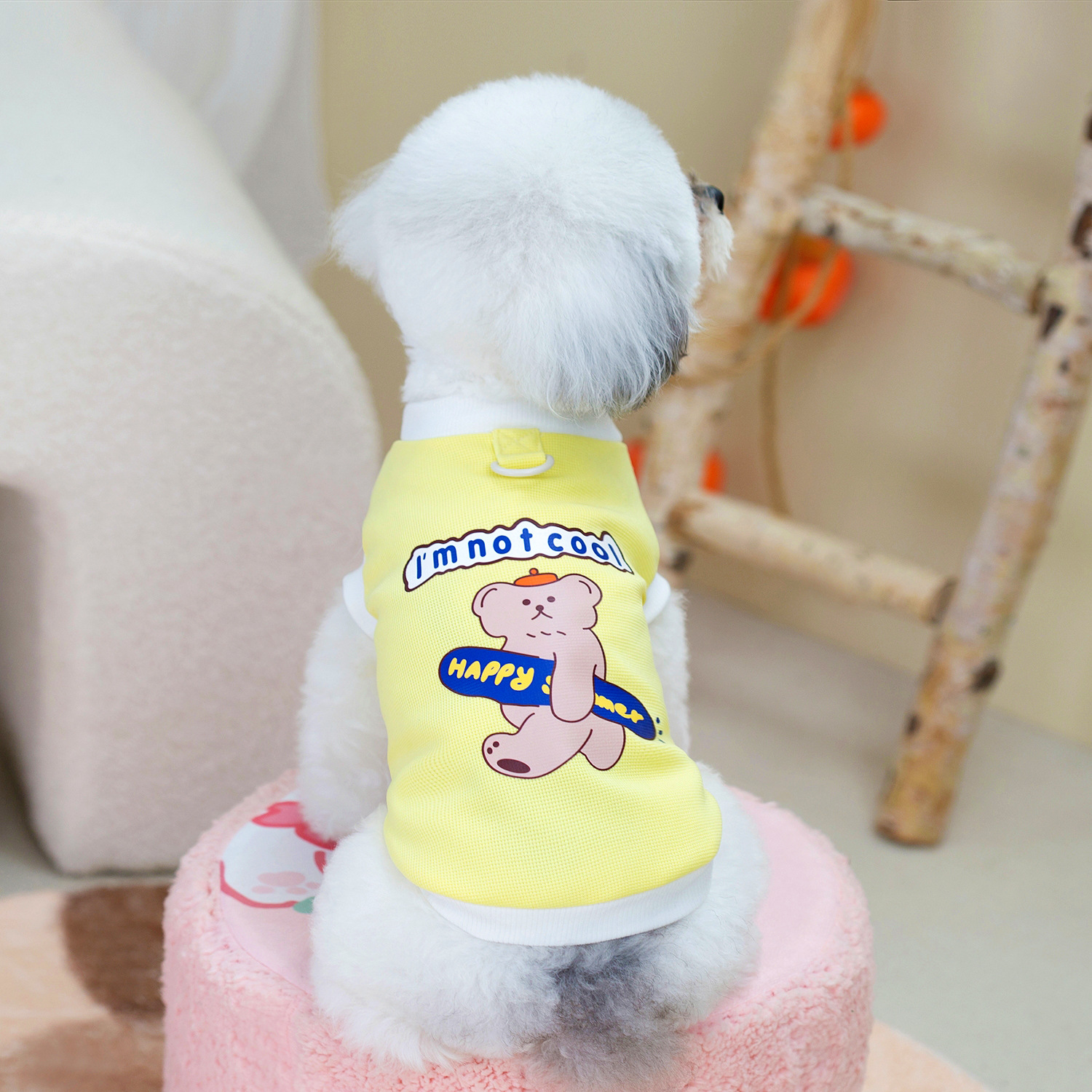 Perro mascota ropa para perros ropa para mascotas primavera y verano bichón peluche chaleco para mascotas tirantes camiseta con estampado de waffle