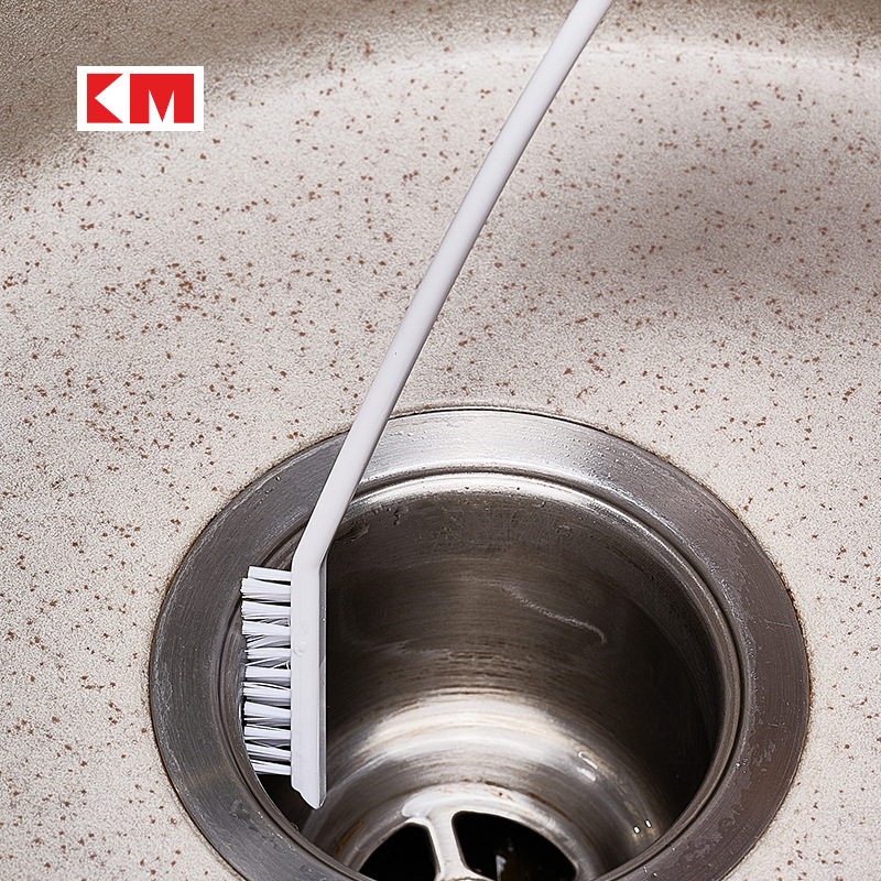 Km 5284 Household Crevice Brush Kitchen No Dead Angle Drain Outlet Cleaning Brush Cup Lid Brush with Scraper Narrow Crevice Brush