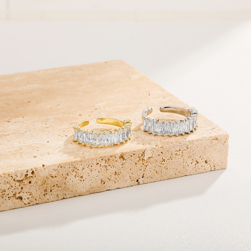 Fashionable classic adjustable ring with stone with zircon hip-hop…