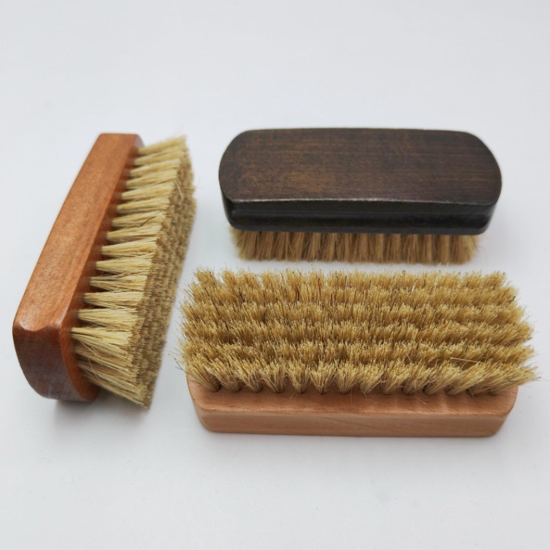 Tortoise Shell Elm Wood Pig Hair Bristle, Elm Wood Brush Plate, Available in Dual Colors, Oiled and Polished, Dust-Removing, Multi-functional Shoe and Clothes Brush