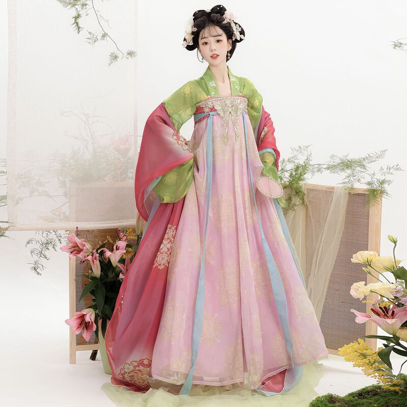 Original Tang-Style Hanfu for Female Students, High-Waisted Skirt with Intricate Embroidery【Tachun Ci】Airy and Ethereal Daily Outfit Set