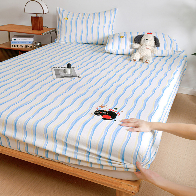 Colcha de cama de tela gruesa vieja de algodón, funda de cama de dibujos animados para niños de una sola pieza, funda protectora de colchón nueva, funda de cama individual con todo incluido