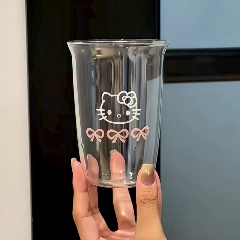 原创设计HelloKitty玻璃杯高颜值ins风可爱卡通水杯耐热拿铁杯子|undefined