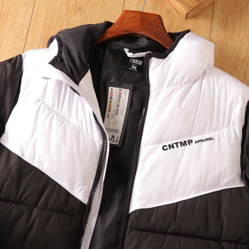 Men's Down Jacket Hooded Thickened Warm Casual Colour Blocked_voghion.com