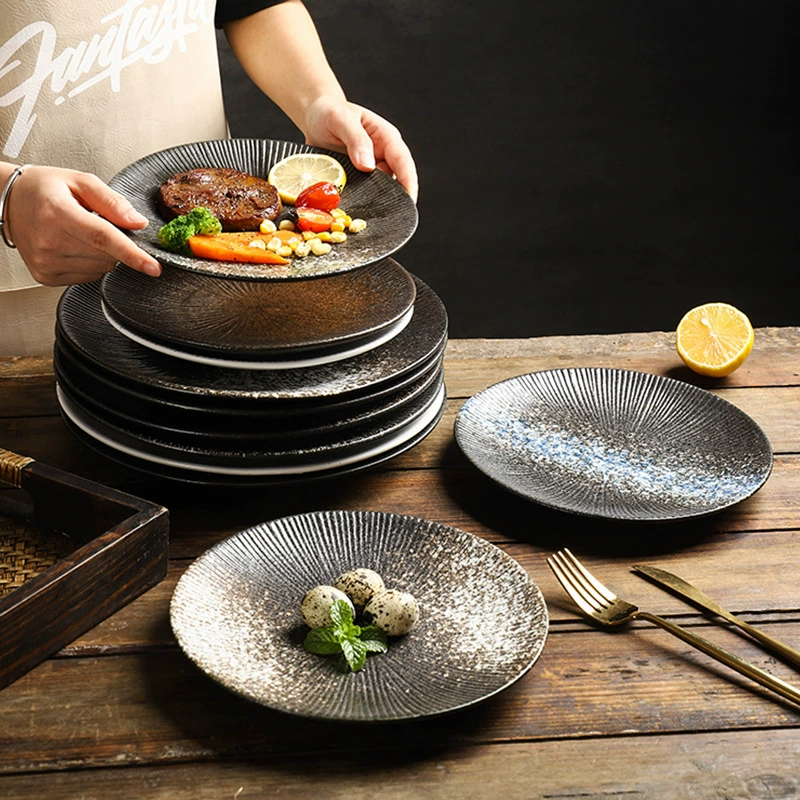 Japanese Ceramic Dinner Plate, 8–10 inch, Rustic Glaze Tableware