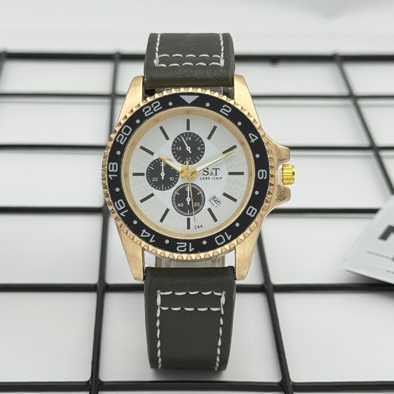 国境を越えた外国貿易新しいファッションビジネストレンドメンズ腕時計カレンダーカジュアル三眼学生クォーツ時計メンズ卸売