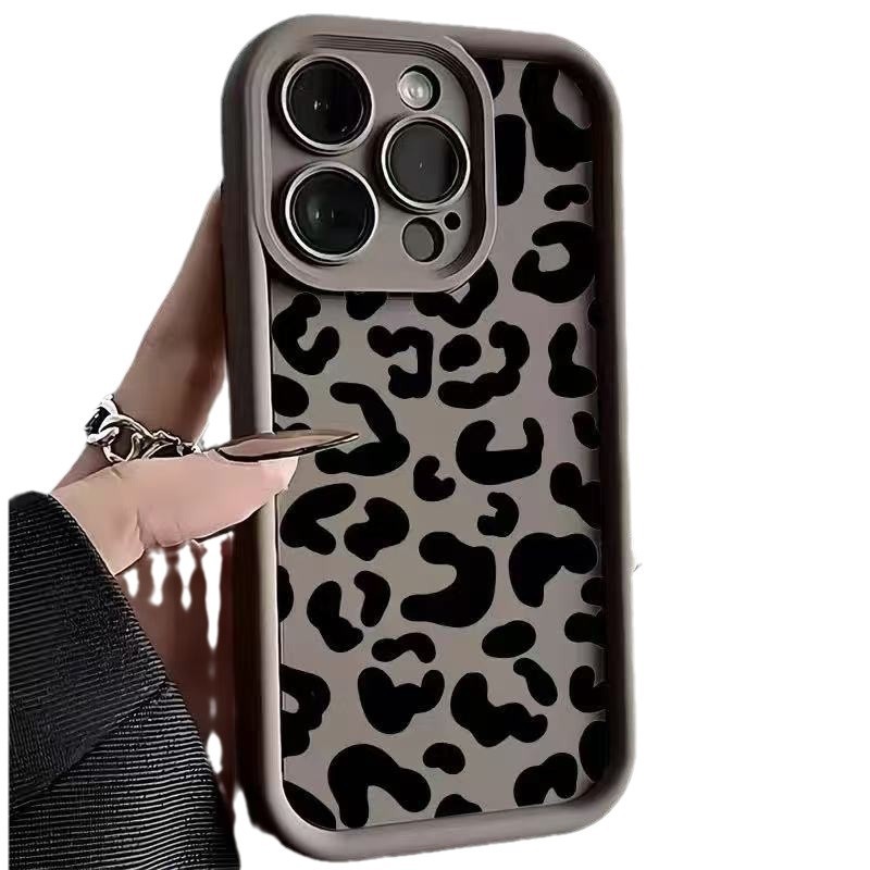 Estampado de leopardo negro para iPhone16PorMax funda para teléfono móvil 14 Apple 13 personalidad 12/15 nuevo 11 funda blanda