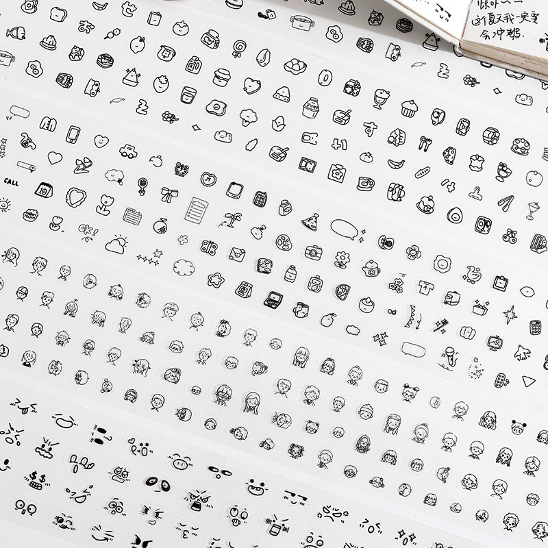 Vida minimalista transparente impermeable pet cinta adhesiva caja diy diario diario pegatinas de animales transfronterizos pequeños pegatinas de expresión