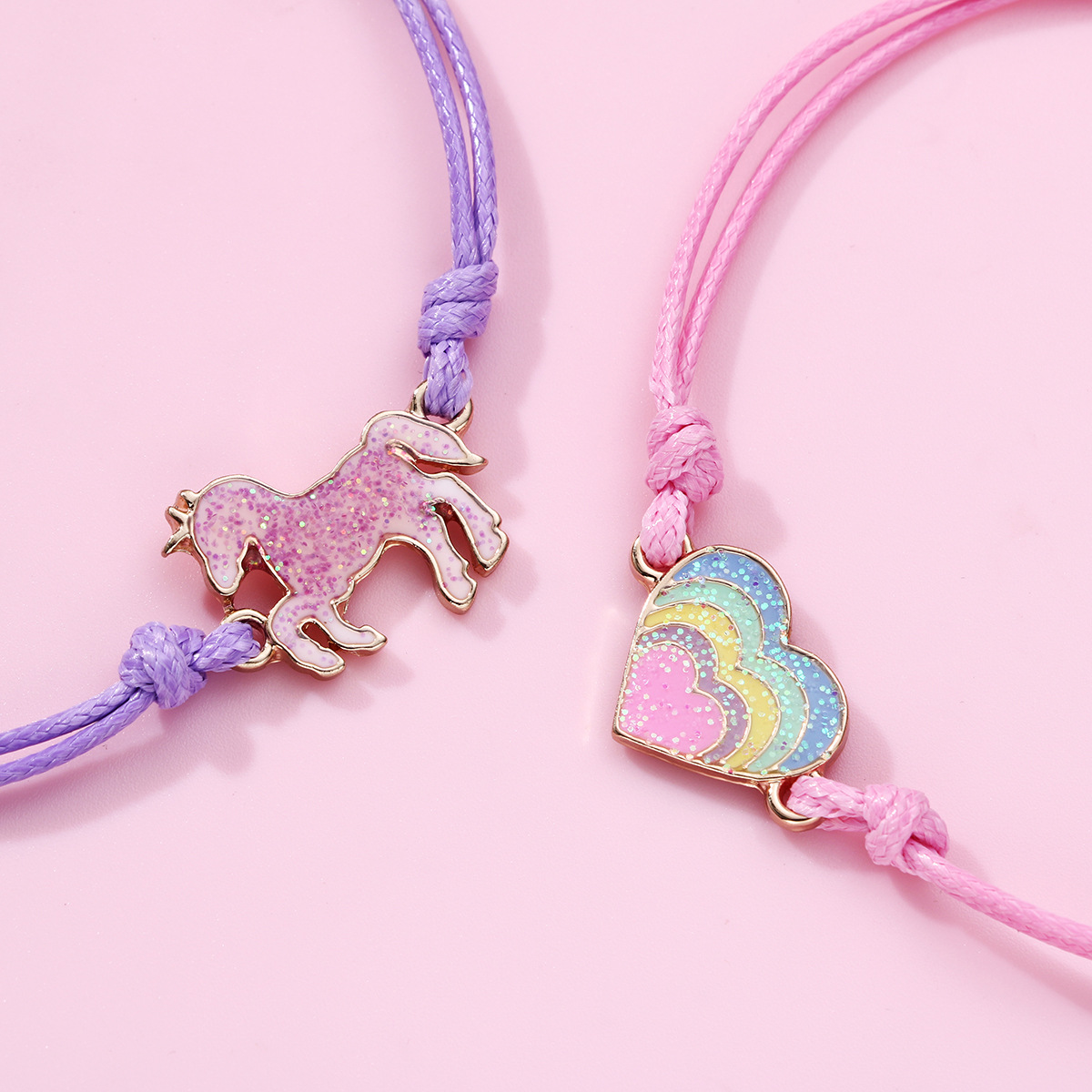 Kid'S Gender Cute Star Heart Shape Alloy Rope Enamel Kid'S Bracelets