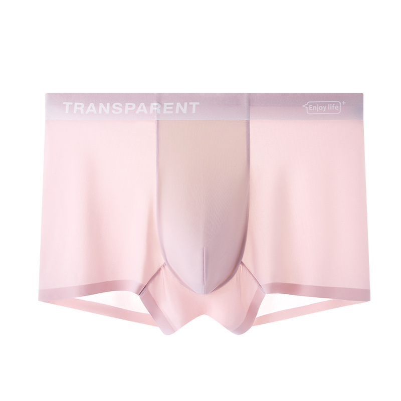 Procesamiento de ropa interior de seda de hielo personalizada 120s seda de hielo antibacteriano cordycepina pantalones cuadrangulares ligeros y sin costuras cabeza de pantalones cortos desnudos