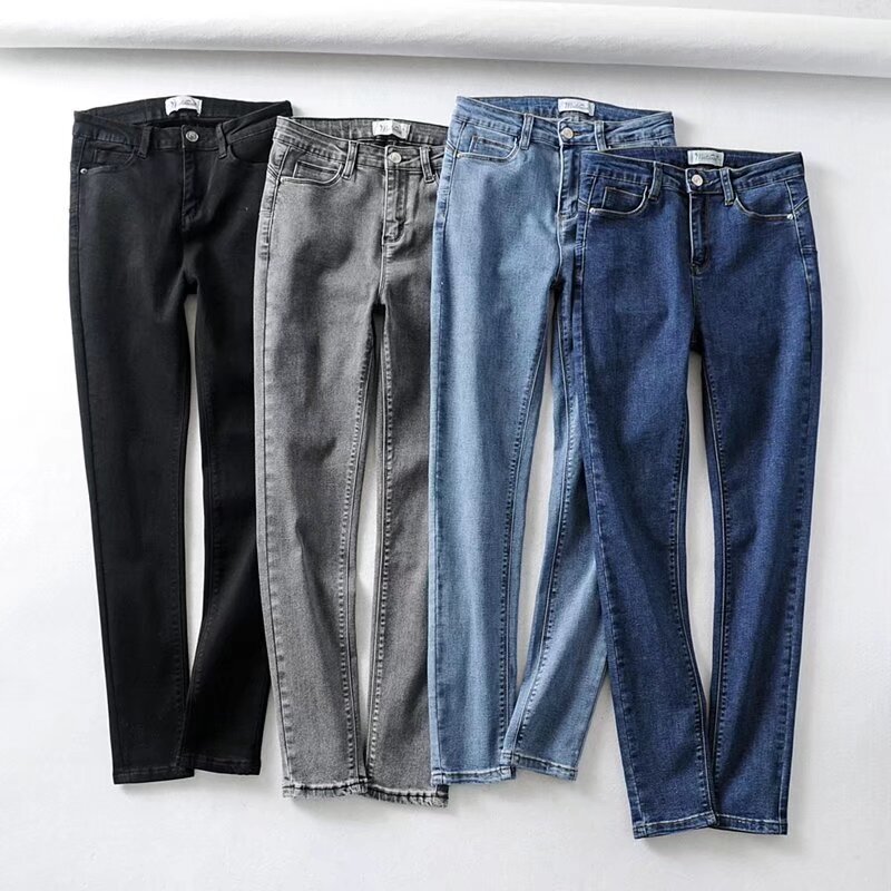 Hot Girl High Waist Elastic Tight Hip Leg Jeans Women's Spring and Summer Heart-shaped Pocket Pencil Pants Long Trendy Pants