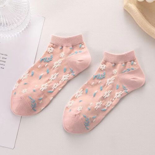 [Pink] Spring and Autumn style girls' cute pink Harajuku style shallow mouth low-cut comfortable short socks boat socks all cum batch
