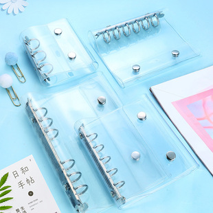 in stock South Korea PVC Double Snaps Loose-leaf Hand Ledger Ins Style Removable M5A6A7A8 Transparent Hand Ledger Case