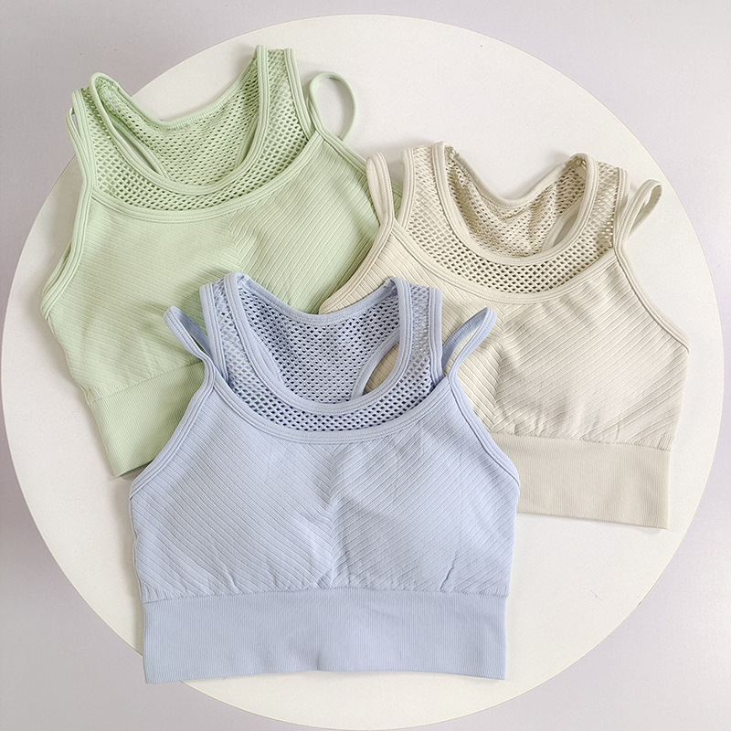 Fake Two-Piece One-Piece Sports Underwear Women's Shockproof Collar Running Pilates Training Bra Fitness Vest